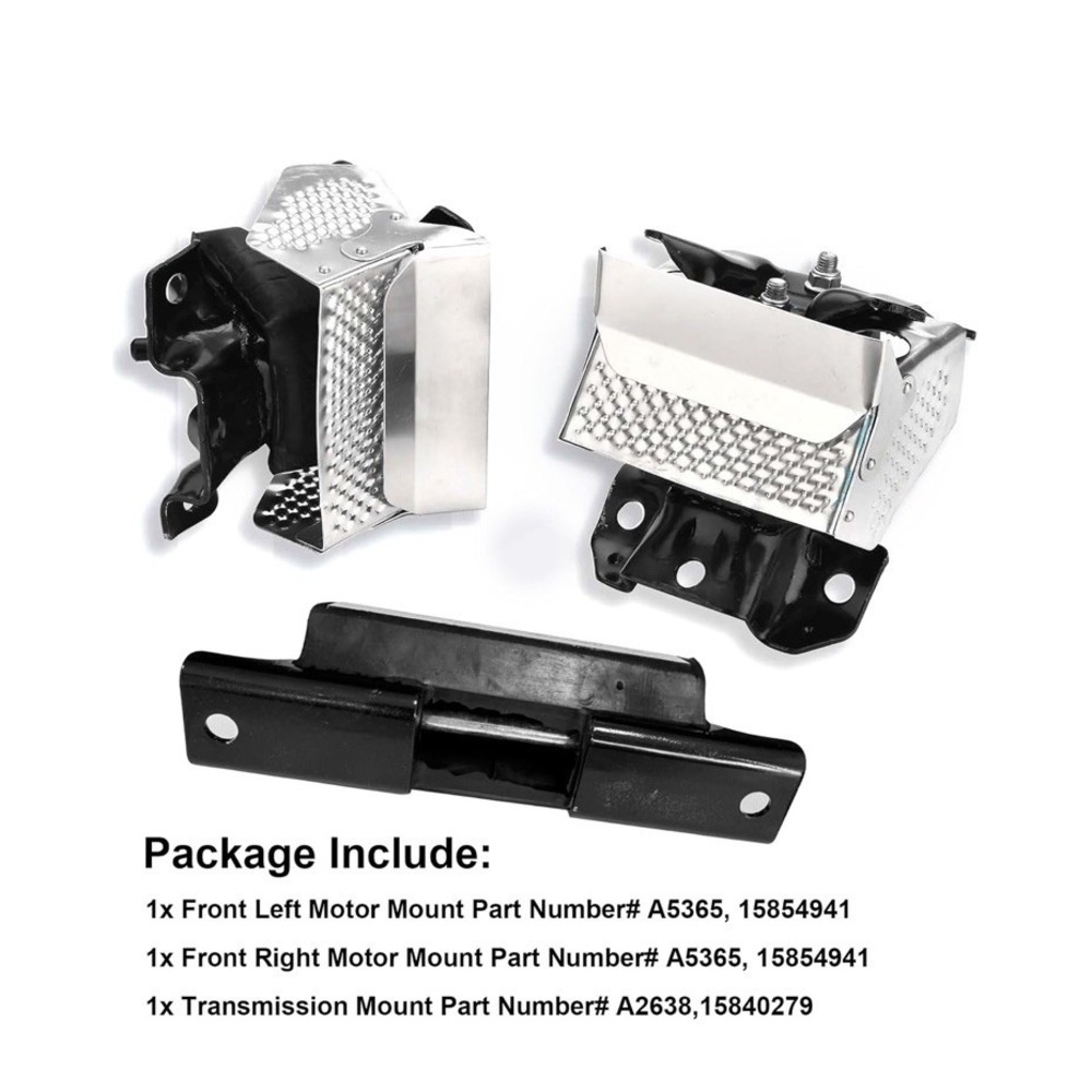 3PCS Engine Motor Mount & Trans Mount Heat Shield A5365 A2638 Silverado Sierra